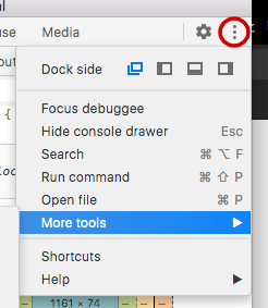 Chrome dev tools more settings